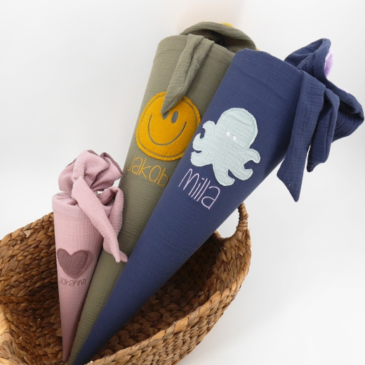 Schultüte / Kindergartentüte - Musselin Uni