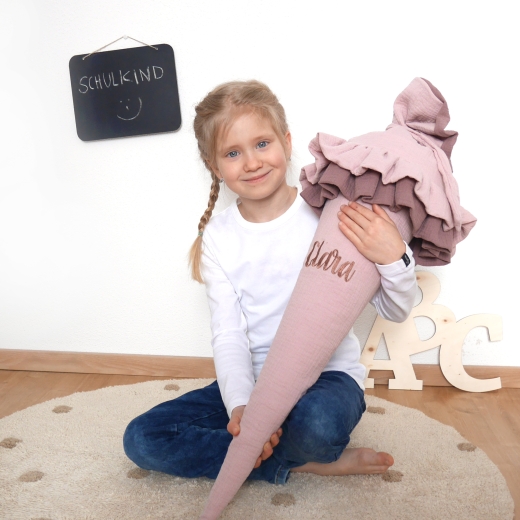 Schultüte / Kindergartentüte - Leinen Rüsche